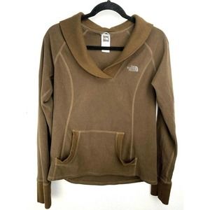 The North Face Fleece Pullover Sweater Size M Medium Brown Shawl Collar TKA 100